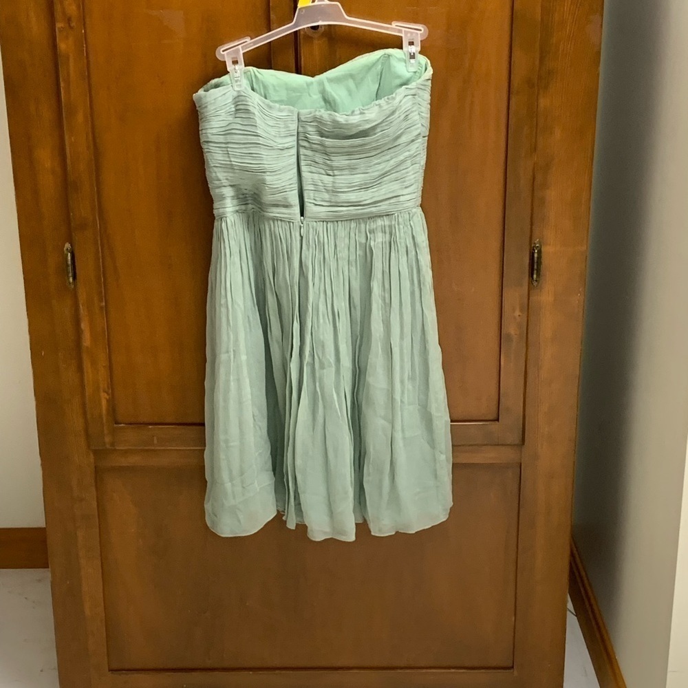 J Crew Arabelle mini dress strapless 💯 silk size 2 14 in pit #barbiecore#prom - Picture 5 of 5